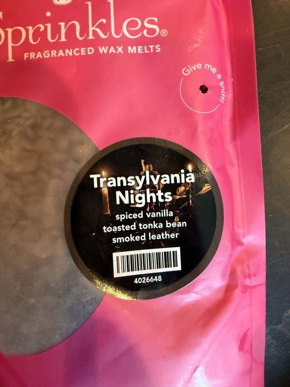 Pink Zebra Sprinkles Fragranced Wax Melts in Transylvania Nights
